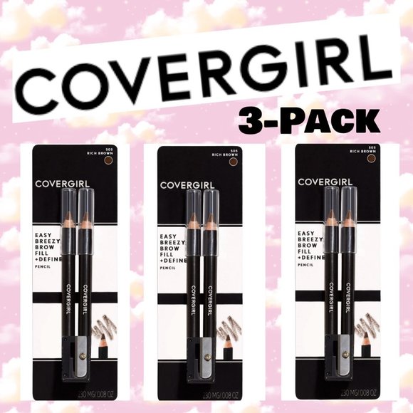 Covergirl Easy Breezy Brow Fill + Define Pencil Crayons #505 Rich Brown 3-Pack - Picture 6 of 6